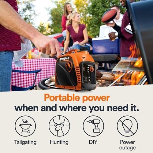 Generac 8251 GP2500i 2,500-Watt Gas Powered Portable Inverter Generator – Compact and Lightweight Design – Produces Clean, Stable Power – COsense Technology – CARB Compliant – Orange/Black - Image 2
