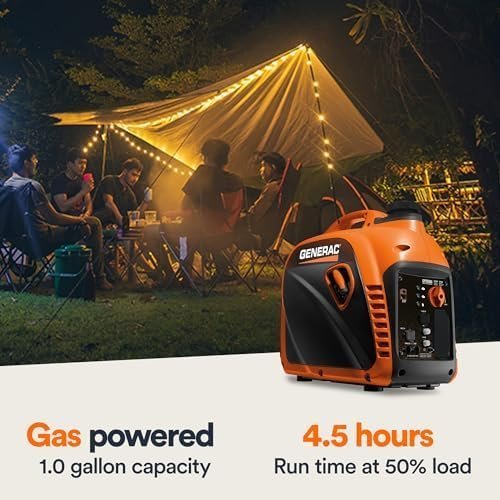 Generac 8251 GP2500i 2,500-Watt Gas Powered Portable Inverter Generator – Compact and Lightweight Design – Produces Clean, Stable Power – COsense Technology – CARB Compliant – Orange/Black - Image 4