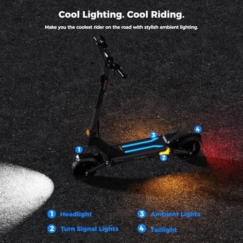 Ausom 2000W Dual Motor Folding Electric Scooter for Adults, Off Road Dual Motor E-Scooter with E-ABS and Dual Disc Brakes, 40Mph Top Speed, 56 Miles Max Range - Image 7