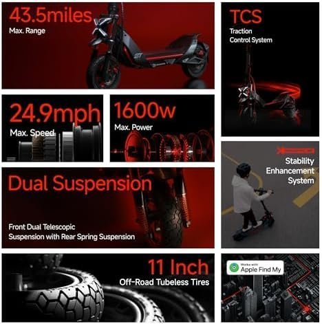 Segway ZT3 Pro Electric Scooter, Up to 24.9 MPH, 43.5-Mile Range, Dual Suspension, Flash Charge, 1600W Peak Motor, Off-Road Scooter for Adults UL Certified (UL2272/2271) - Image 3