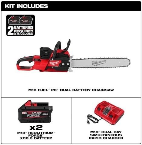 Chainsaws For Milwaukee 2827-22 M18 FUEL 18V 20″ Dual Battery Chainsaw Kit,Tool and Equipment,with toolbox - Image 8
