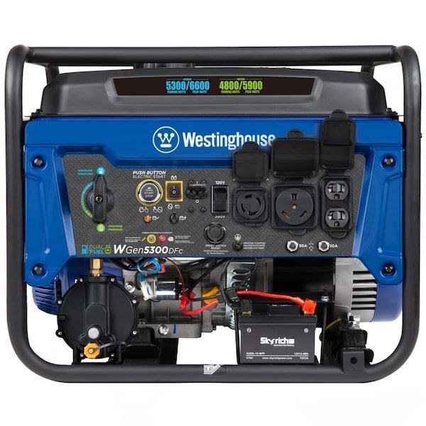 Westinghouse WGen5300DFc – 5300 Watt Electric Start Dual-Fuel Portable Generator w/ Wireless Remote Start, RV Outlet & CO Sensor (49-State) - Image 6