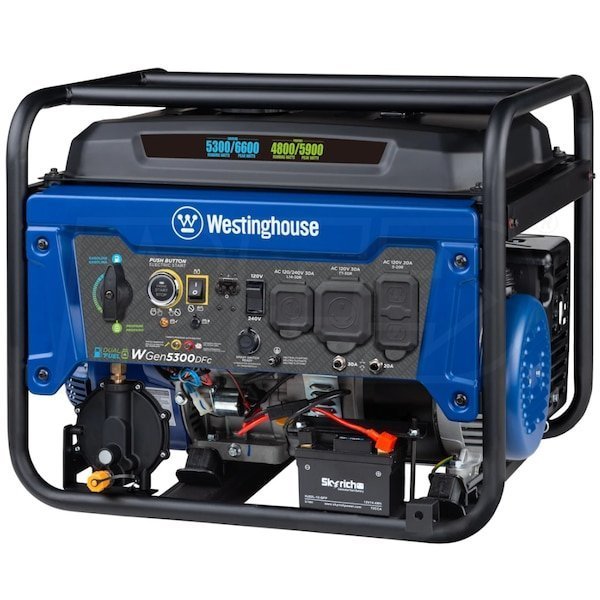 Westinghouse WGen5300DFc – 5300 Watt Electric Start Dual-Fuel Portable Generator w/ Wireless Remote Start, RV Outlet & CO Sensor (49-State) - Image 5