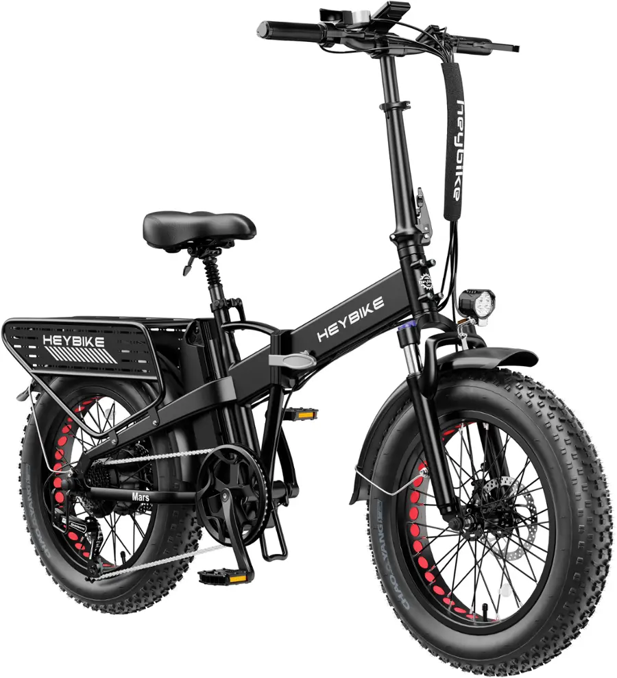 Heybike Fat Tire Mountain Electric Bike, 1200 W, 45 Miles, 1~3 Pedal Assist, Grey