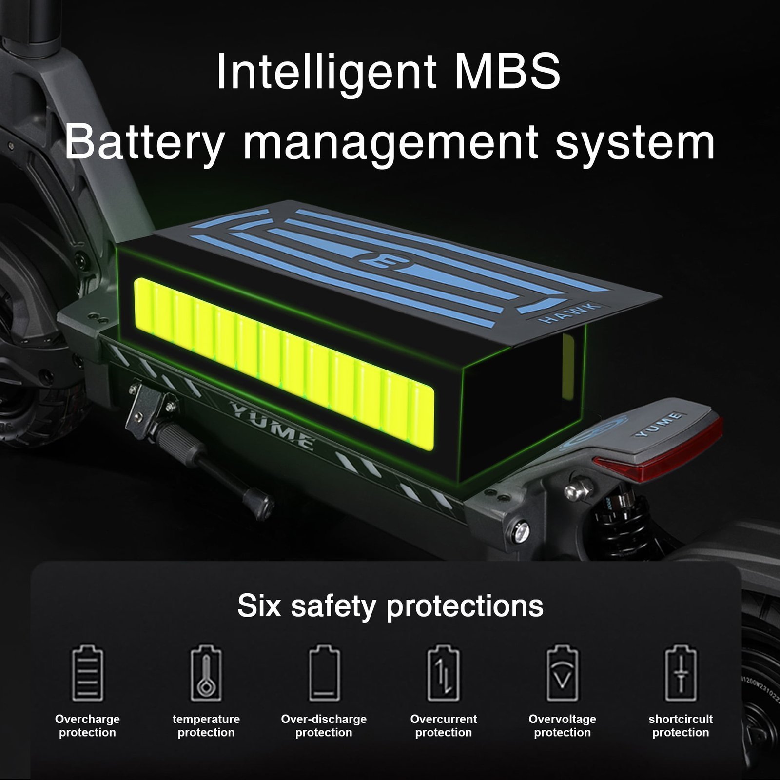 M YUME SCOOTER Hawk Dual Motor Electric Scooters for Adults 2400W 43MPH 43Miles Long Rang E-Scooter - Image 13