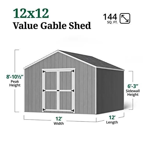 Little Cottage Co. Pre-Cut 12×12 Value Gable Shed Kit - Image 6
