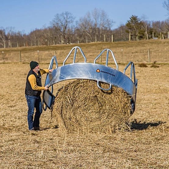 CountyLine 1 Round bale 8 ft. x 50 in. Equine Pro Galvanized Sheeted Bale Feeder for Horses with Hay Saver - Image 4