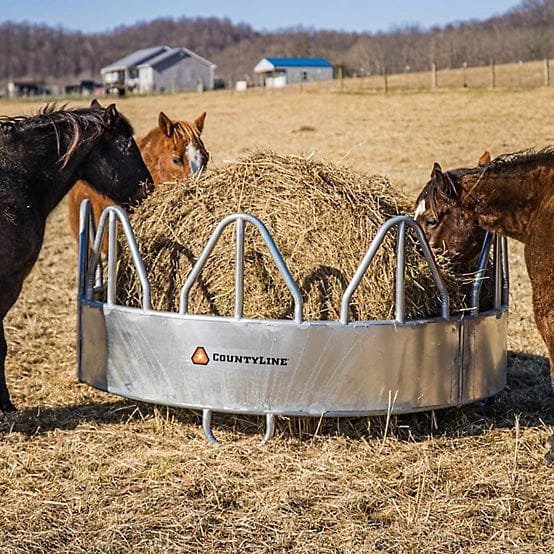 CountyLine 1 Round bale 8 ft. x 50 in. Equine Pro Galvanized Sheeted Bale Feeder for Horses with Hay Saver - Image 2