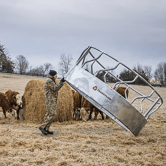 CountyLine 1 Round Bale 8 ft. x 45 in. Galvanized Heavy-Duty Feeder with Skirt - Image 4