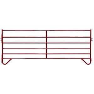 CountyLine 12 ft. x 5 ft. 6-Bar Corral Panel, 1-3/4 in. Tube, Red