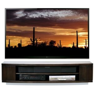 Modern Curved Floating TV Stand Wall Mound Media Console - Curve - Espresso