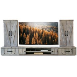 Rustic Gray Floating TV Stand Wall Mount Entertainment Center - Farmhouse - Lakewood Gray