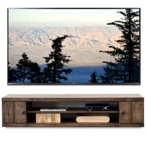 Rustic Wood Floating TV Stand Wall Mount Entertainment Center Console - Farmhouse - Spice