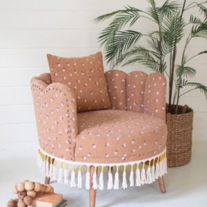 Upholstered Circle Chair with Tassels