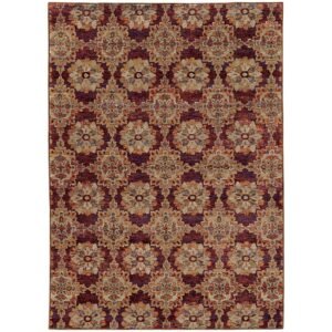 Red Gold Traditional Vintage Bohemian Area Rug