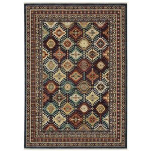 Navy Orange Rust Blue Sage Gold Beige Traditional Bohemian Area Rug