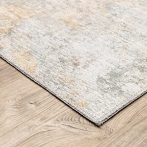 Yellow Gold Blue Green Brown Grey Beige Modern & Contemporary Industrial Area Rug