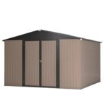 10' X 10' Metal Storage Shed For Ourdoor, Steel Yard Shed With Design Of Lockable Doors - Image 11