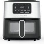Cuisinart Air Fryer, 6-Quart Basket, 5 Cooking Functions (Roast, Bake, Broil, Air Fry & Keep Warm), 5 Presets, Dishwasher-Safe Parts, AIR-200NAS, Stainless Steel & Bl
