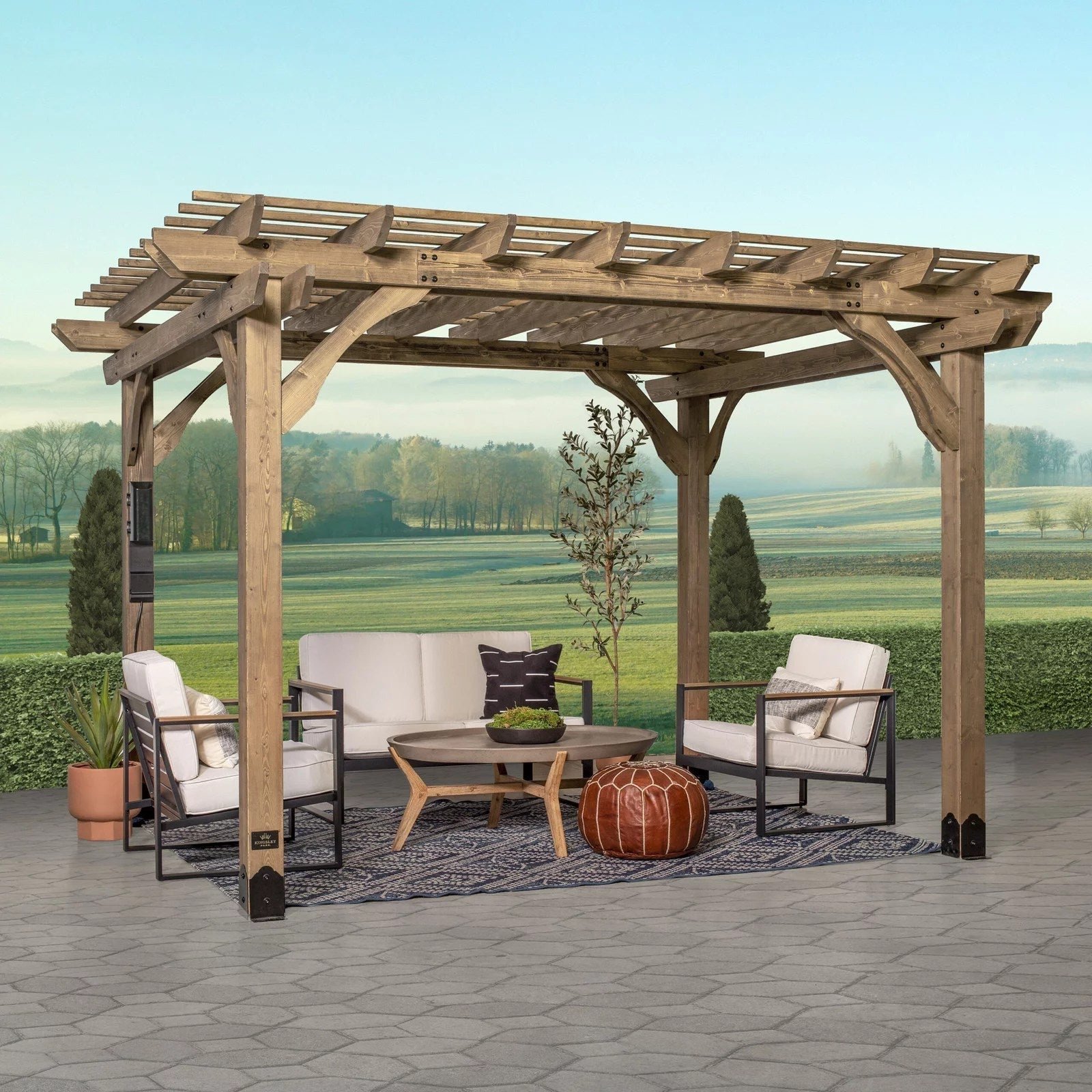 12x10-Fairhaven-Rustic-1-scaled-1 12×10 Fairhaven Pergola, Rustic Finish - Image 1