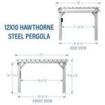 12x10 hawthorne traditional steel pergola with sail shade soft canopy - Image 12