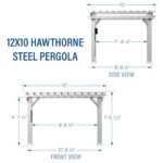 12×10 Hawthorne Traditional Steel Pergola With Sail Shade Soft Canopy - Image 10