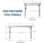 14x12 hawthorne traditional steel pergola with sail shade soft canopy - Image 2