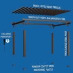 16x12 ashford traditional steel pergola with sail shade soft canopy - Image 11