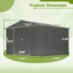 10X8 FT Outdoor Storage Shed, All Weather Metal Sheds With Lockable Doors, Tool Shed For Garden, Patio, Backyard, Lawn, Black - Image 3