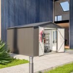 10X8 FT Outdoor Storage Shed, All Weather Metal Sheds With Lockable Doors, Tool Shed For Garden, Patio, Backyard, Lawn, Black - Image 4