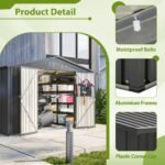 10X8 FT Outdoor Storage Shed, All Weather Metal Sheds With Lockable Doors, Tool Shed For Garden, Patio, Backyard, Lawn, Black - Image 7