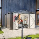 10X8 FT Outdoor Storage Shed, All Weather Metal Sheds With Lockable Doors, Tool Shed For Garden, Patio, Backyard, Lawn, Black - Image 10