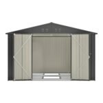 10X8 FT Outdoor Storage Shed, All Weather Metal Sheds With Lockable Doors, Tool Shed For Garden, Patio, Backyard, Lawn, Black - Image 2