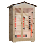 EROMMY Outdoor Sauna 2 Person, Far Infrared Wooden Sauna, Personal Sauna with Bluetooth Speaker and Changeable Chromotherapy Lighting