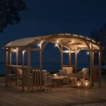 SummerCove 10 ft. x 14 ft. Light Gray Cedar Frame Arched Pergola with Shelves - Image 4