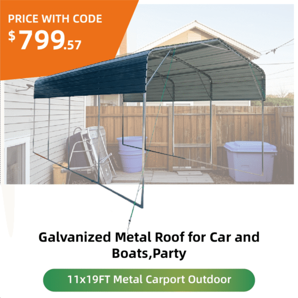 2025-03-25_103353_608-600x600-1-1.png 11x19FT Heavy Duty Metal Carport | Galvanized Outdoor Shelter for Cars, Boats & Parties - Image 1