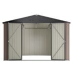 10' X 10' Metal Storage Shed For Ourdoor, Steel Yard Shed With Design Of Lockable Doors - Image 2