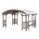 SummerCove 10 ft. x 14 ft. Light Gray Cedar Frame Arched Pergola with Shelves - Image 2