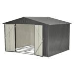 10X8 FT Outdoor Storage Shed, All Weather Metal Sheds With Lockable Doors, Tool Shed For Garden, Patio, Backyard, Lawn, Black - Image 9