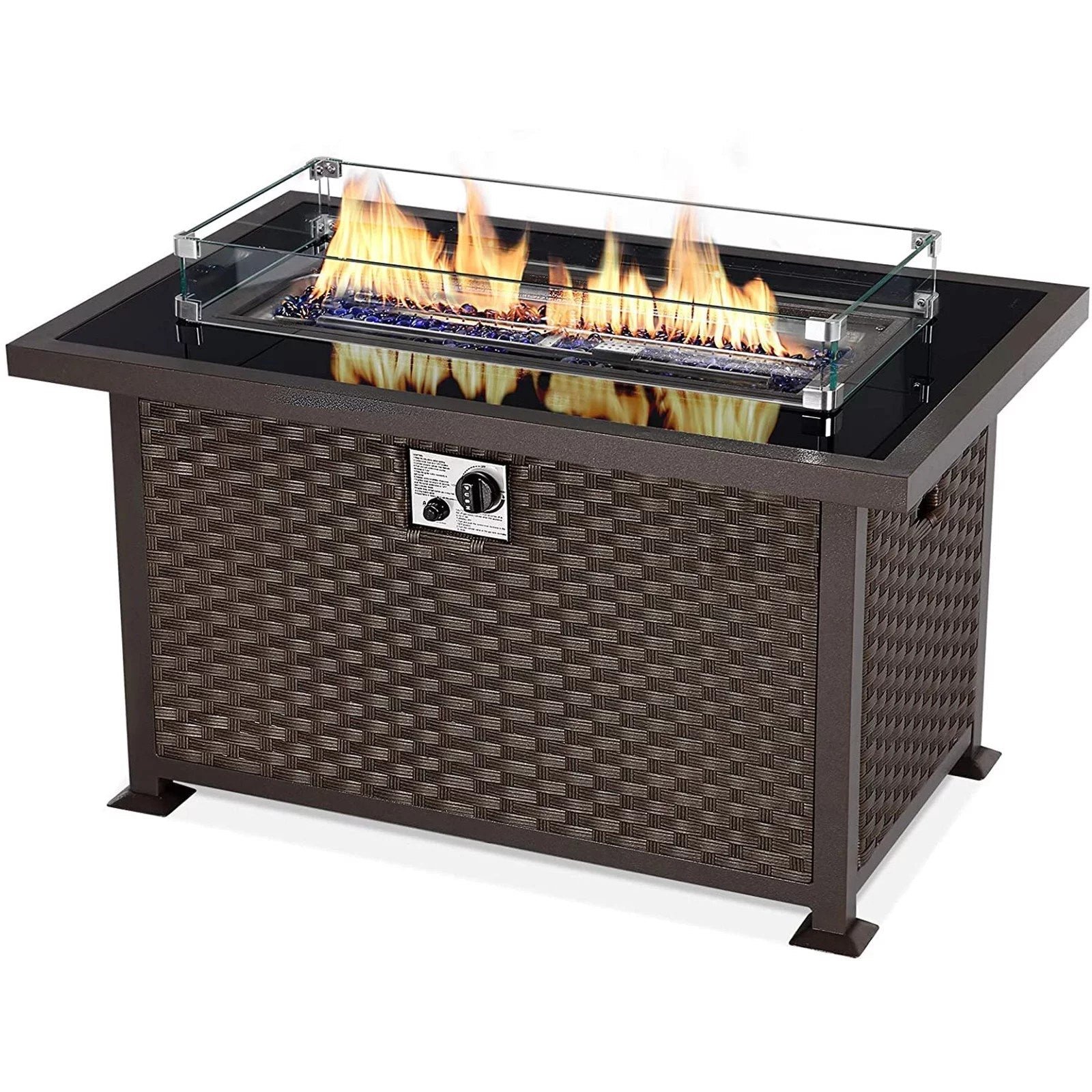 4ee030df-f599-44b8-8373-b956c9a65f19.7d9e3392bef6bfa2519bf275b14000df-1 Danrelax 44in Outdoor Propane Gas Fire Pit Table, Brown, Fire Pit Table, Fireplace, fire pit - Image 1