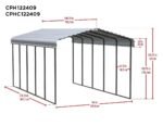 Arrow Carport, 12 ft. x 24ft. x 9ft. Charcoal 12′ x 24′ x 9′ - Image 12