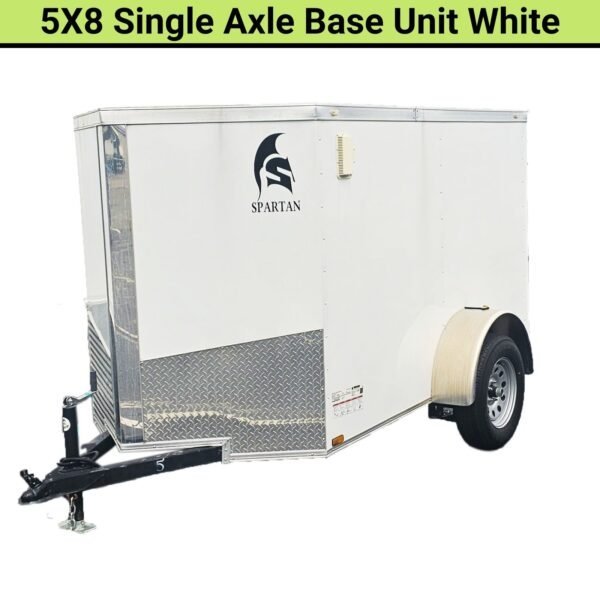 5X8_SA_BASE_WHITE-600x600-1-1.jpg Spartan 5X8 Single Axle Cargo Trailer | White | SP5X8SA - Image 1
