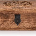 Handmade Mango Wood Tree of Life Engraved Keepsake Box – Wooden Jewellery Organizer with Flame Finish Gift for Men & Women