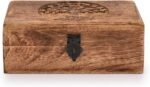 Handmade Mango Wood Tree of Life Engraved Keepsake Box – Wooden Jewellery Organizer with Flame Finish Gift for Men & Women