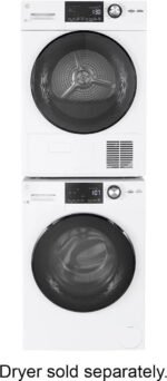 GE – 2.4 Cu. Ft. High Efficiency Stackable Front Load Washer with Steam and Sanitize – White - Image 3