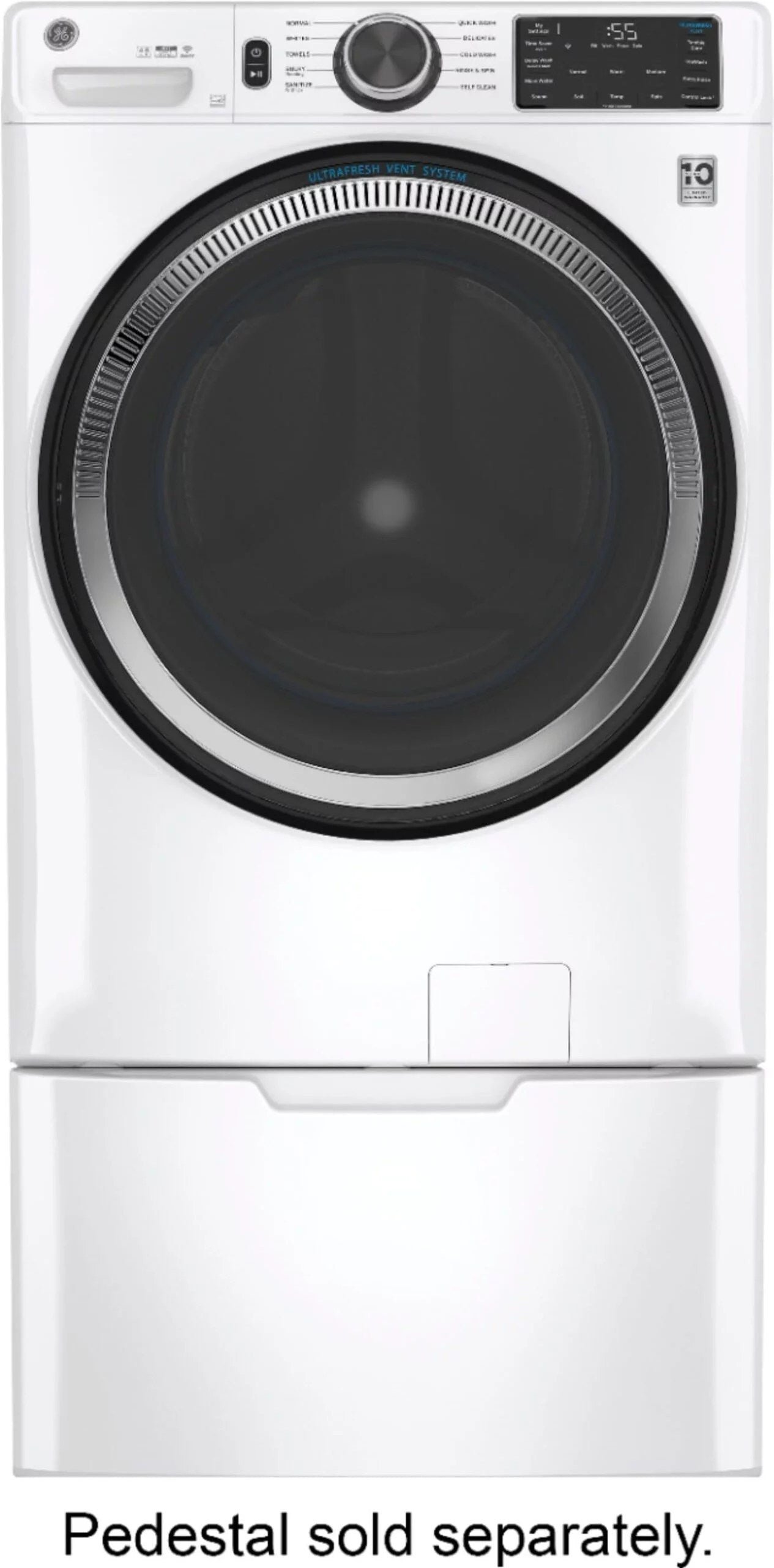 6396006cv11d-scaled-1-1 GE – 4.8 CuFt High-Efficiency Stackable Smart Front Load Washer w/UltraFresh Vent System & Microban Antimicrobial Technology – White on white - Image 1