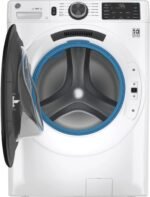 GE – 4.8 CuFt High-Efficiency Stackable Smart Front Load Washer w/UltraFresh Vent System & Microban Antimicrobial Technology – White on white - Image 4