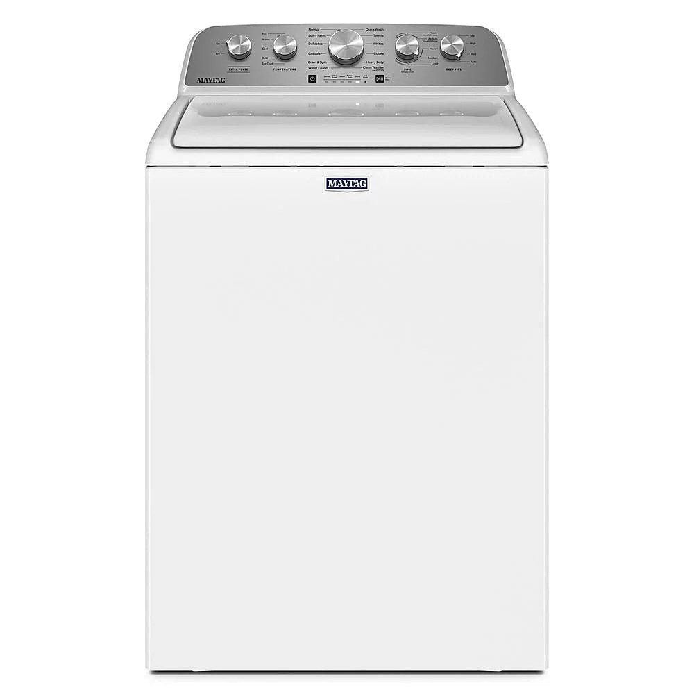 6514695_sd-1 Maytag – 5.2 Cu. Ft. High Efficiency Top Load Washer with Extra Power Button – White - Image 1