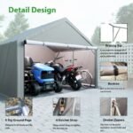 10 Ft. W X 10 Ft. D Portable Storage Shed Bike Shed Motorcycle Garage - Image 12