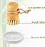 Bamboo Dish Scrub Brush – Natural Wooden Kitchen Cleaning Brush with Sisal Bristles for Dishes, Pots, Pans & Vegetables - Image 3